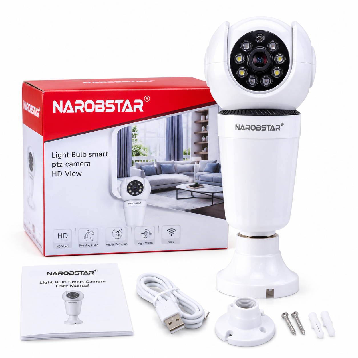 Narobstar Light Bulb Smart PTZ Camera — view 2